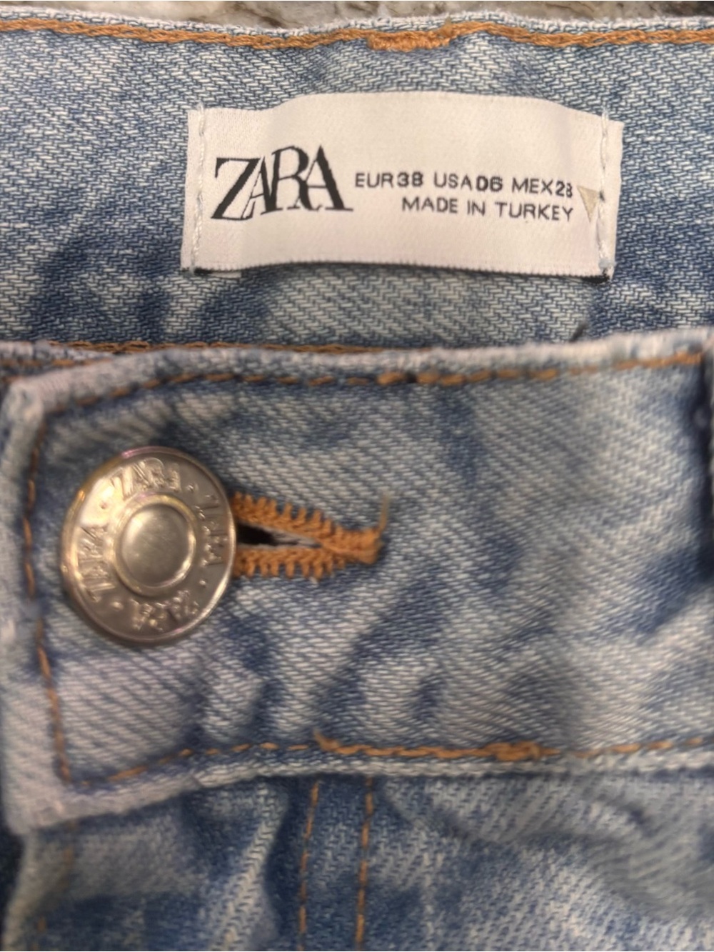 Zara Light Blue Ripped Wide  Leg Jeans Size 6 - Picture 7 of 8
